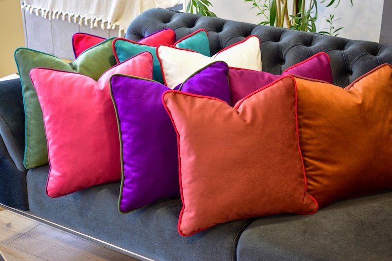 Piping Velvet Pillow Cover: Colorful Decorative Cushion