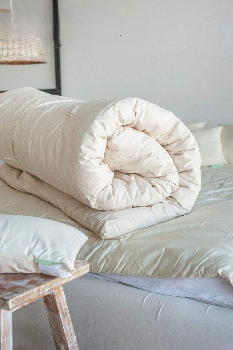 Cotton Mattress Topper 3inch Loft Natural Cotton Fill Handmade