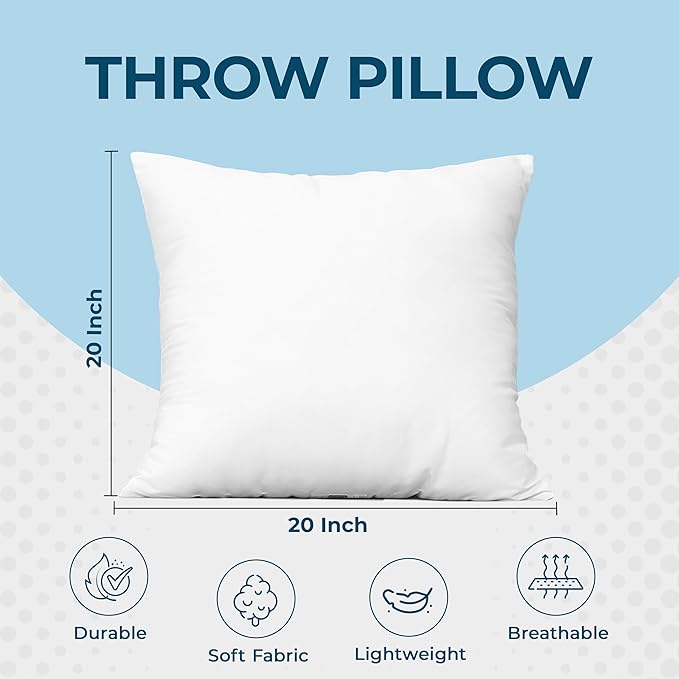 Throw Pillow Inserts - Premium Polyester Fiber-Filled Pillows