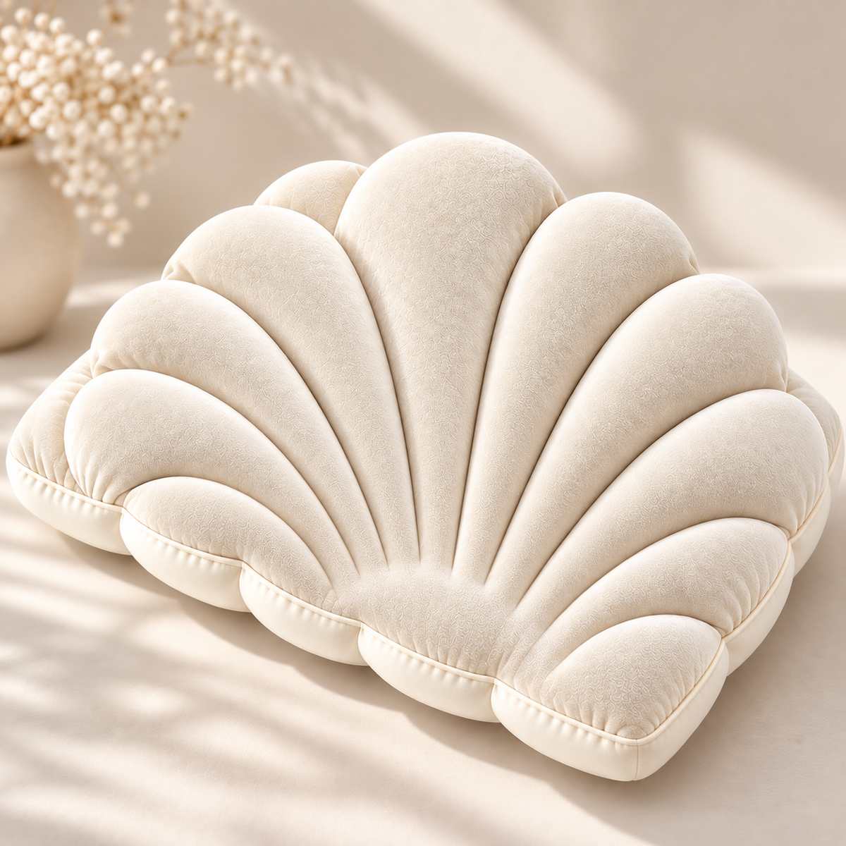 Shell Pillow | Plush Velvet Decorative Cushion