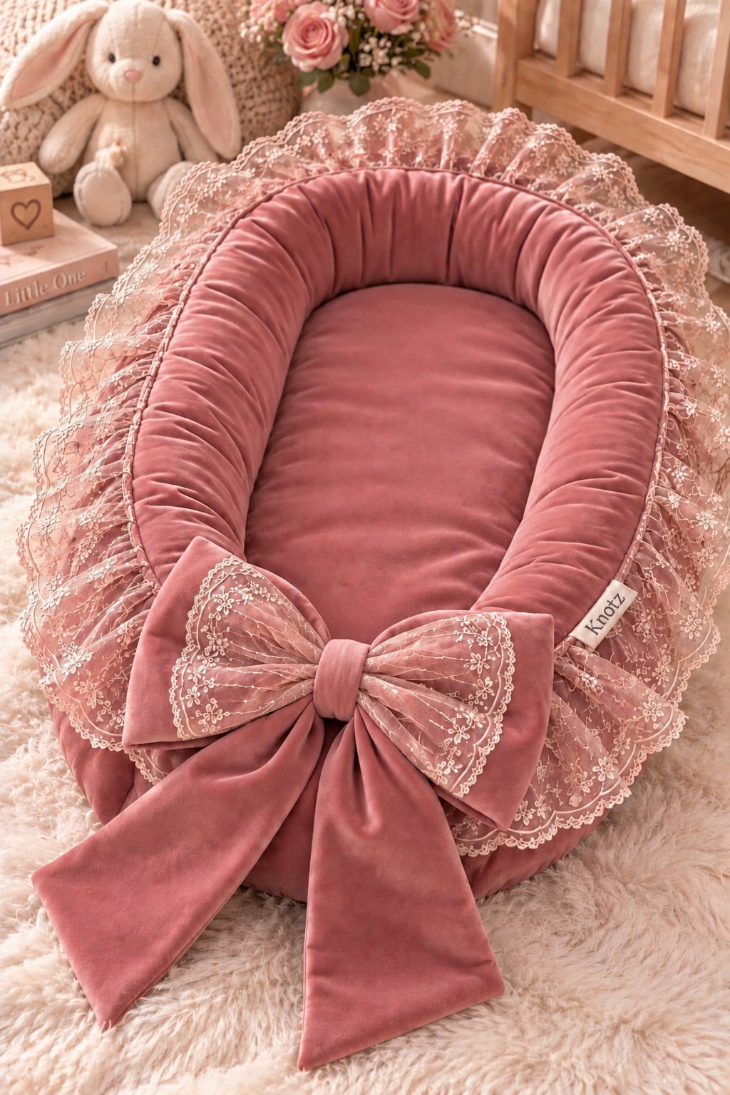Dusty Rose Velvet Baby Wrap & Baby Nest Pod