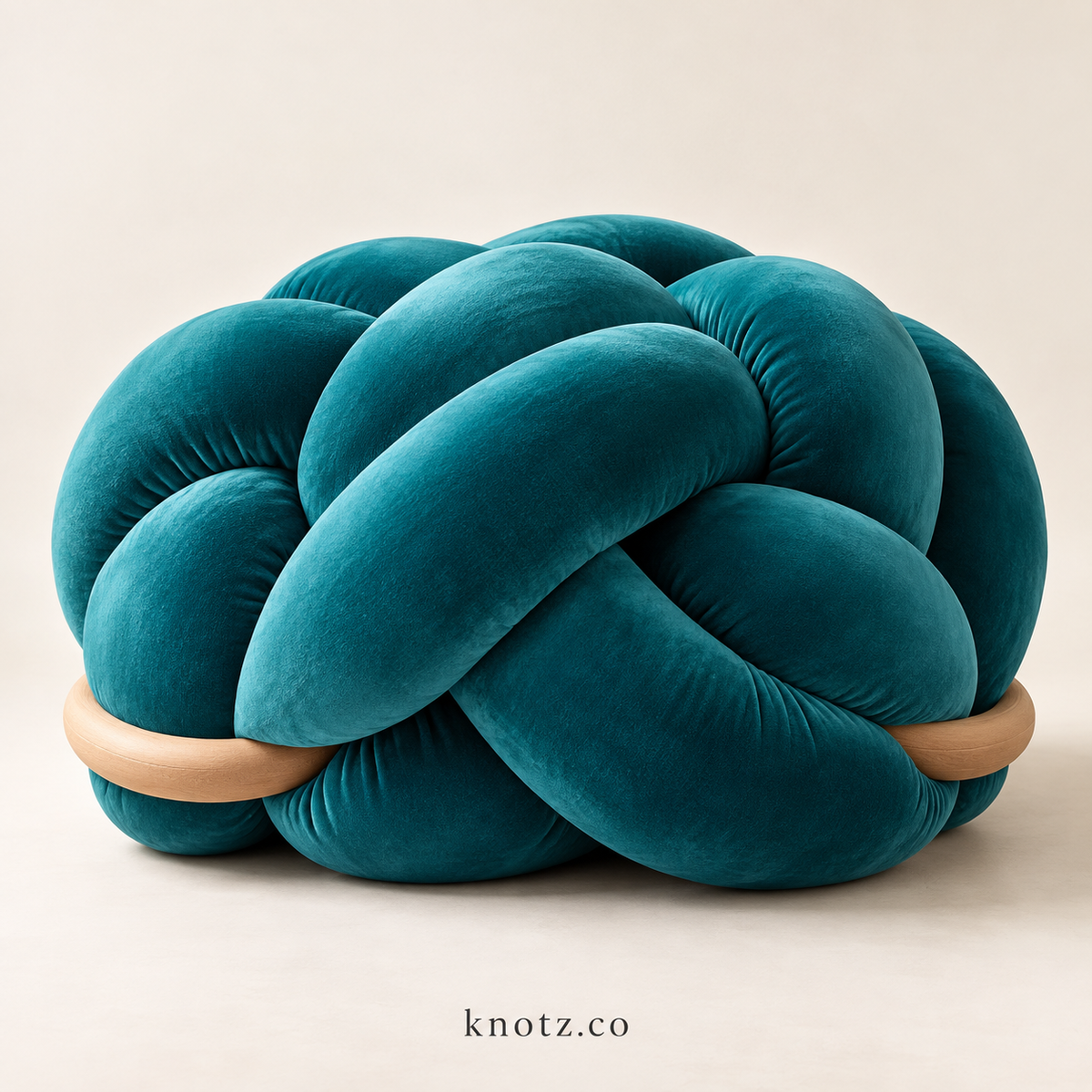 Large Velvet Knotted Ottoman
