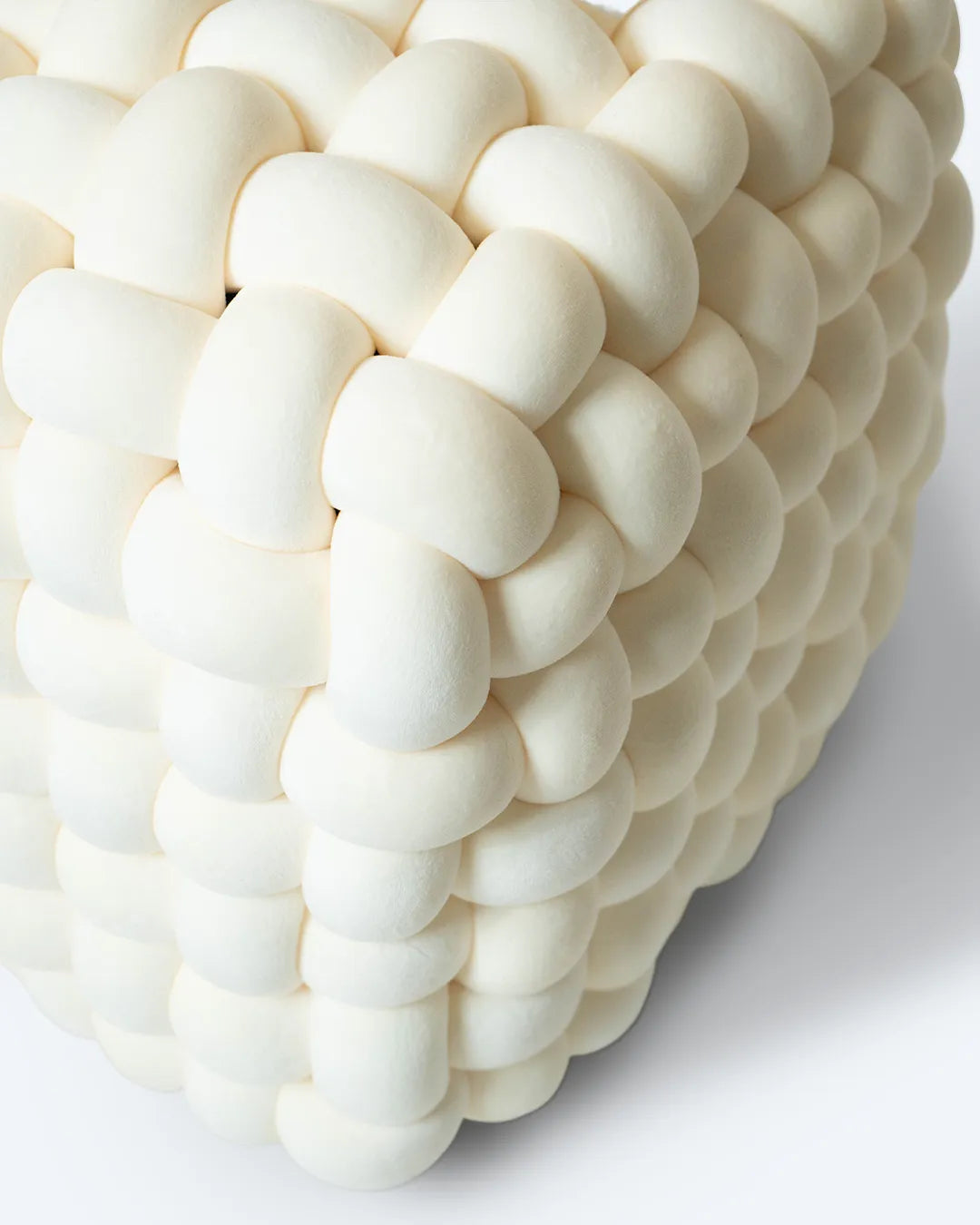 Luxe Braided Cube Ottoman – Ivory Dream