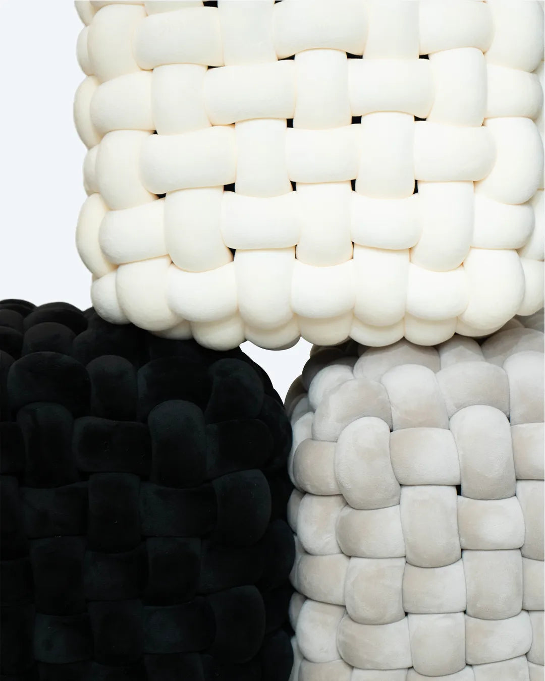 Luxe Braided Cube Ottoman – Ivory Dream