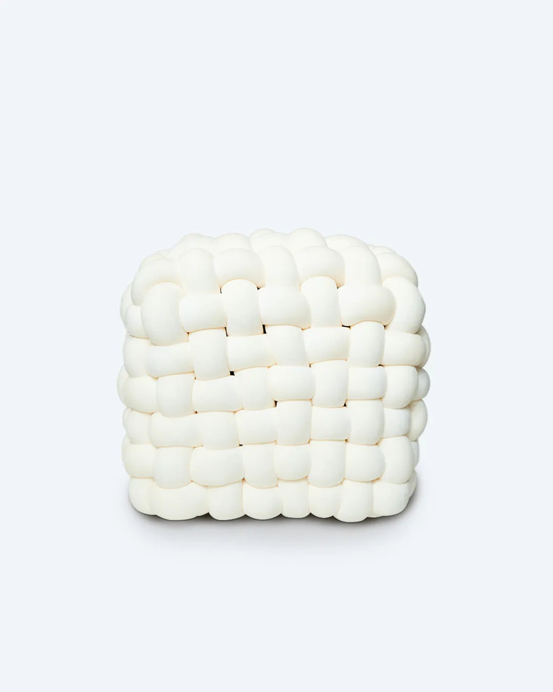 Luxe Braided Cube Ottoman – Ivory Dream