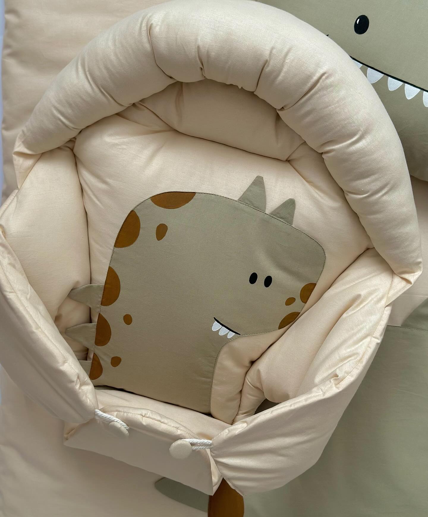 Premium Cotton Dinosaur Baby Nursery Set – 4 Piece | Swaddle Wrap, Comforter, Cushion & Pillow
