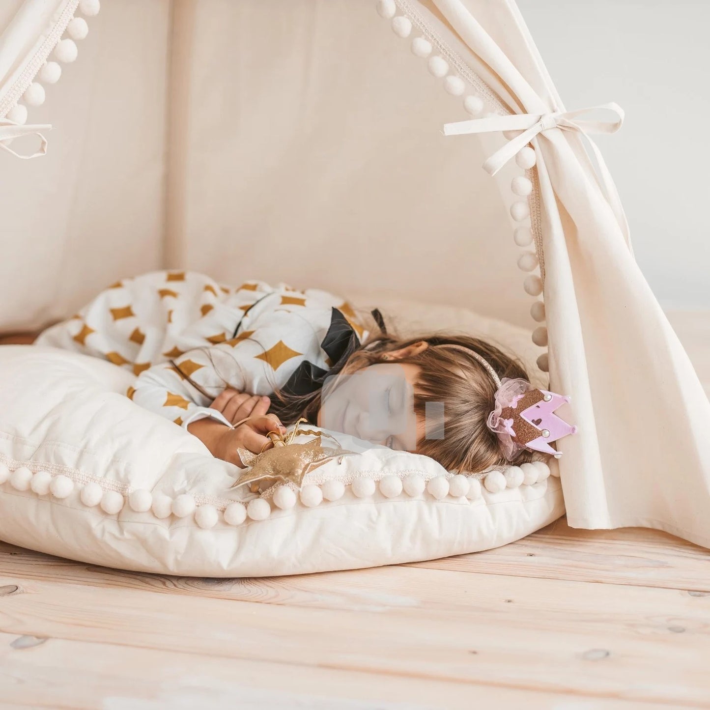 KNOTZ Round Floor Play Pillow (40 Inches ,Velvet Jacquard)