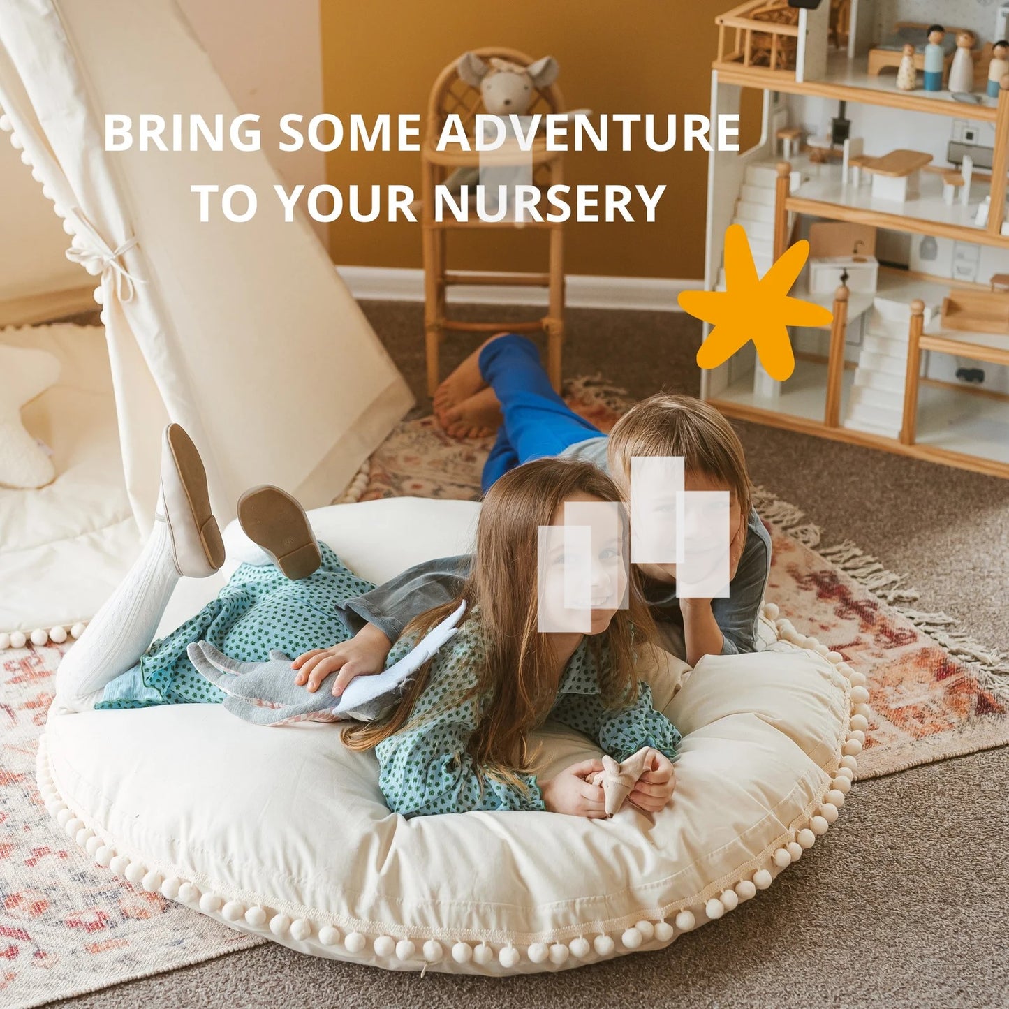 KNOTZ Round Floor Play Pillow (40 Inches ,Velvet Jacquard)