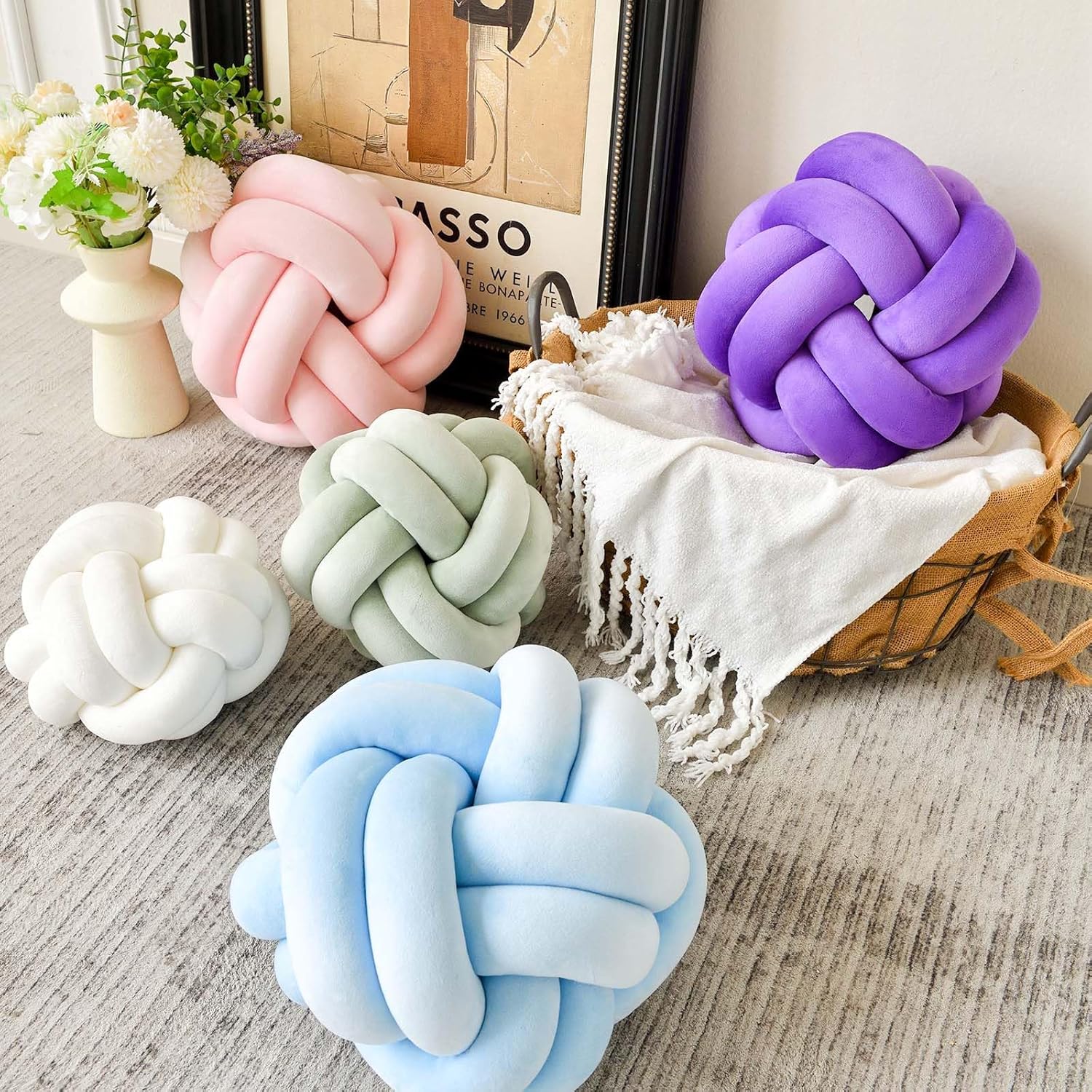 π§Ά Elastic Knot Ball Pillow β Handmade Cushion by Knotz