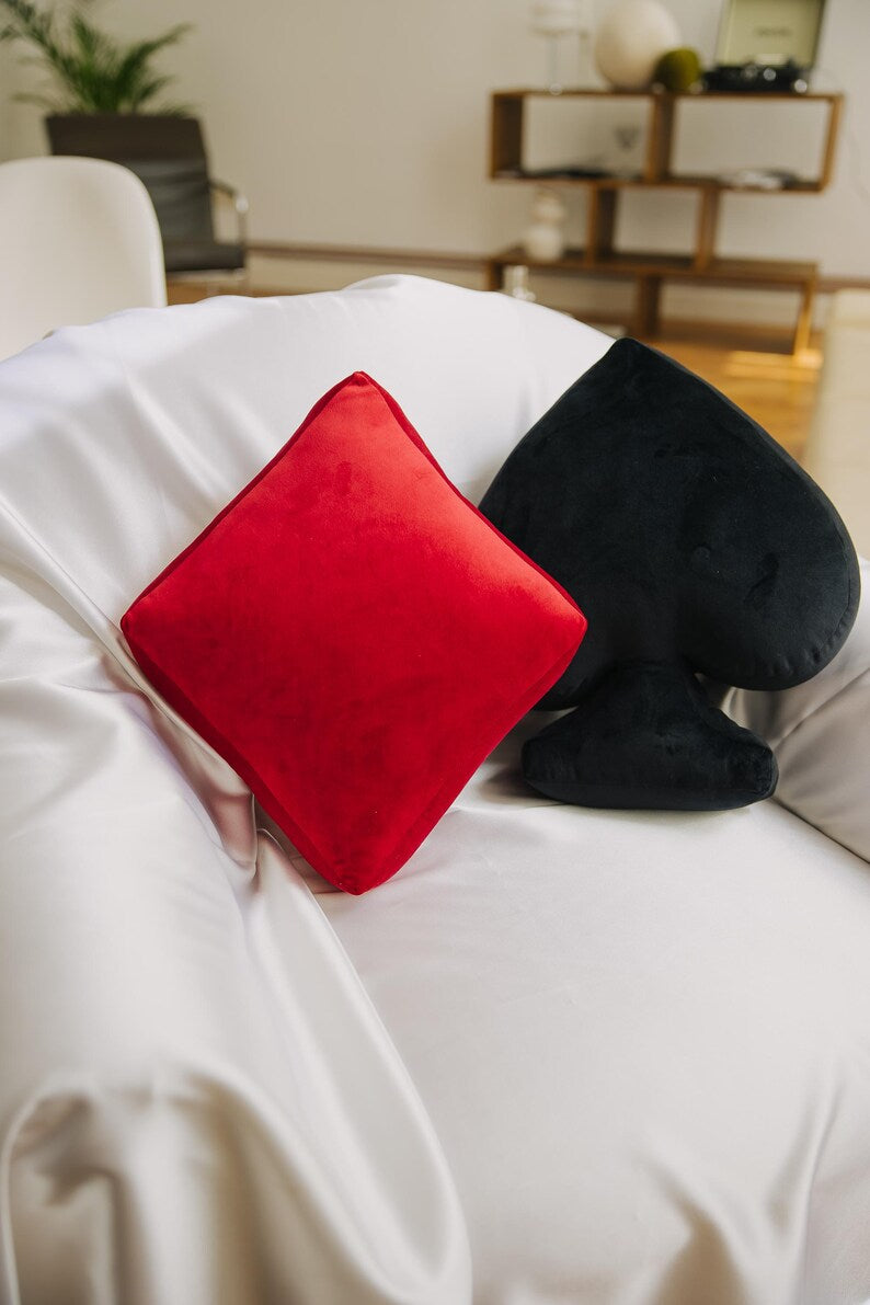Playing Card Suit Velvet Cushion – Handmade Luxury Throw Pillow by Knotz