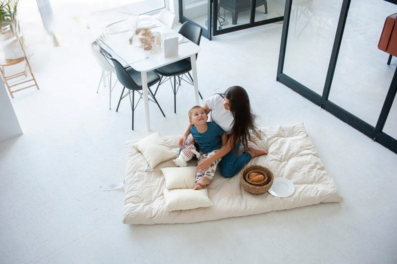 Cotton Mattress Topper 3inch Loft Natural Cotton Fill Handmade