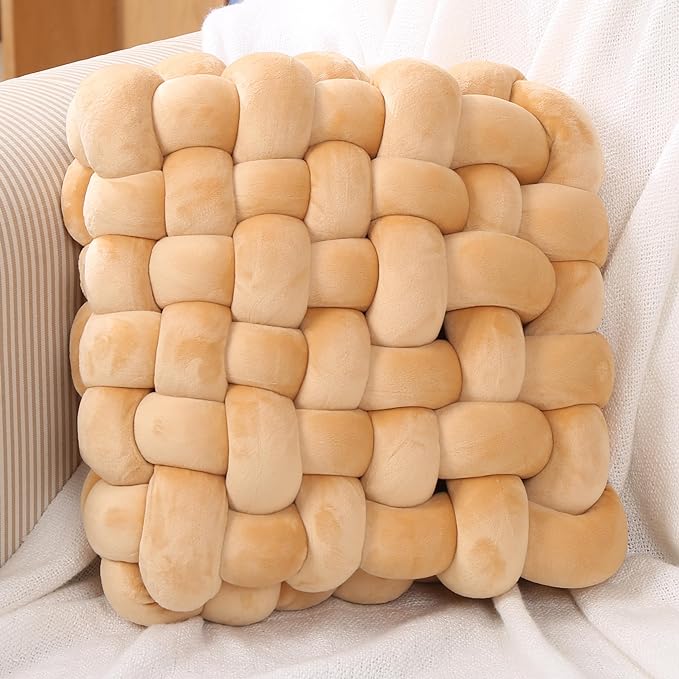 KNOTZ Velvet Square Knot Cushion | Handmade Plush Knot Pillow |