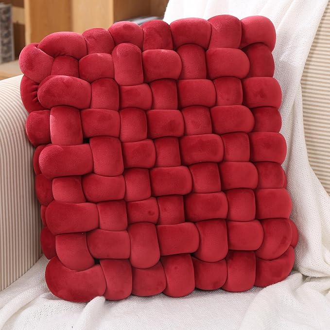 KNOTZ Velvet Square Knot Cushion | Handmade Plush Knot Pillow |