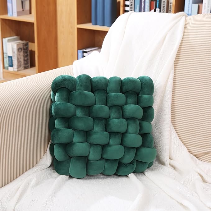 KNOTZ Velvet Square Knot Cushion | Handmade Plush Knot Pillow |