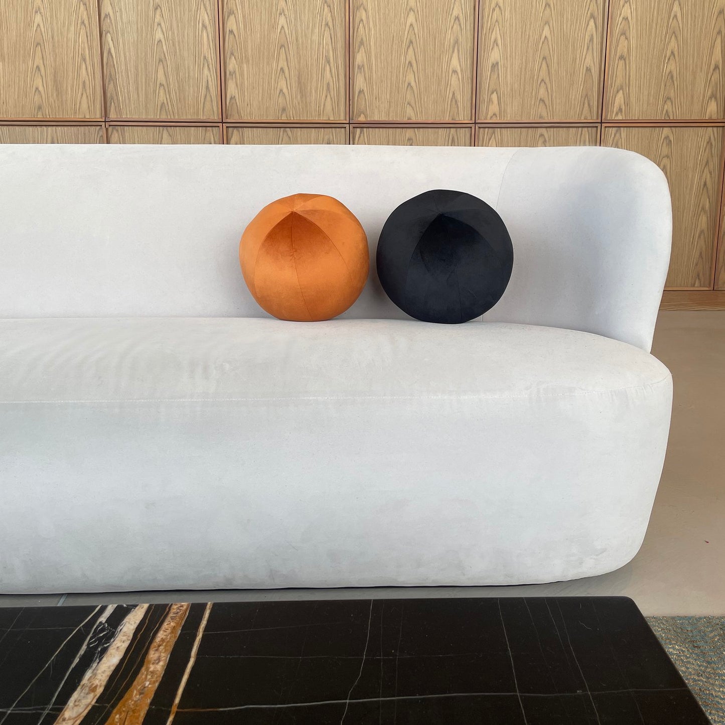 Velvet Ball Pillow – Sculptural & Plush