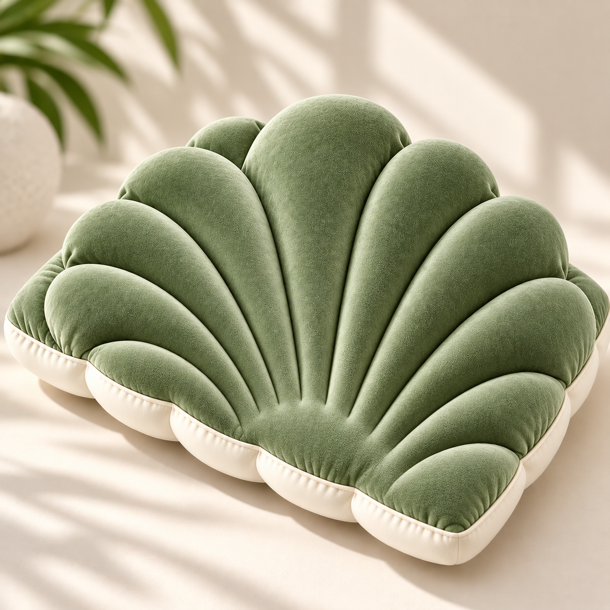 Shell Pillow | Plush Velvet Decorative Cushion