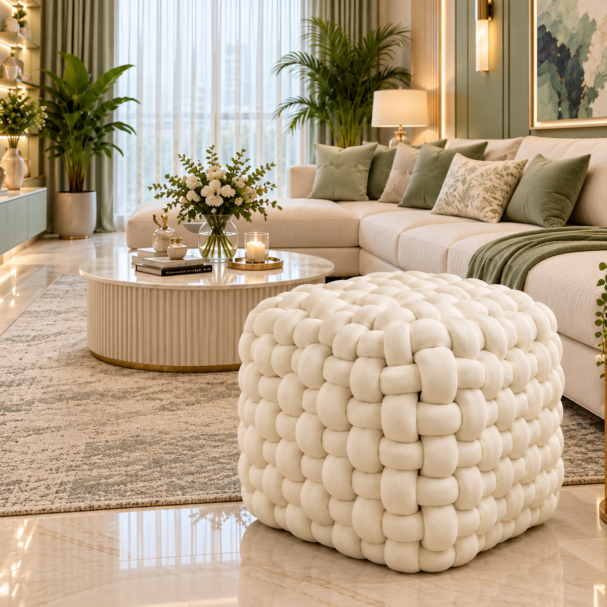 Braided Cube Ottoman