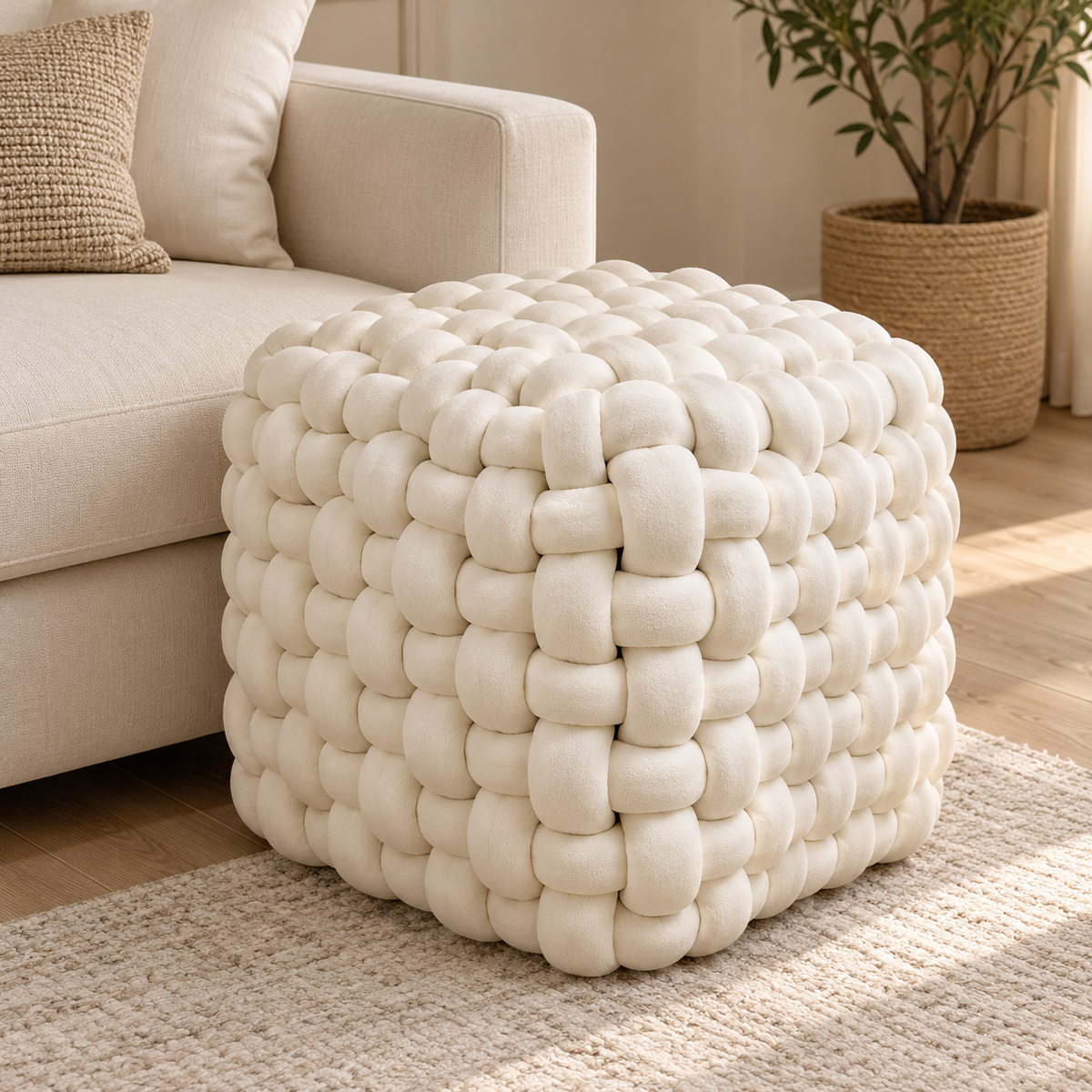 Braided Cube Ottoman
