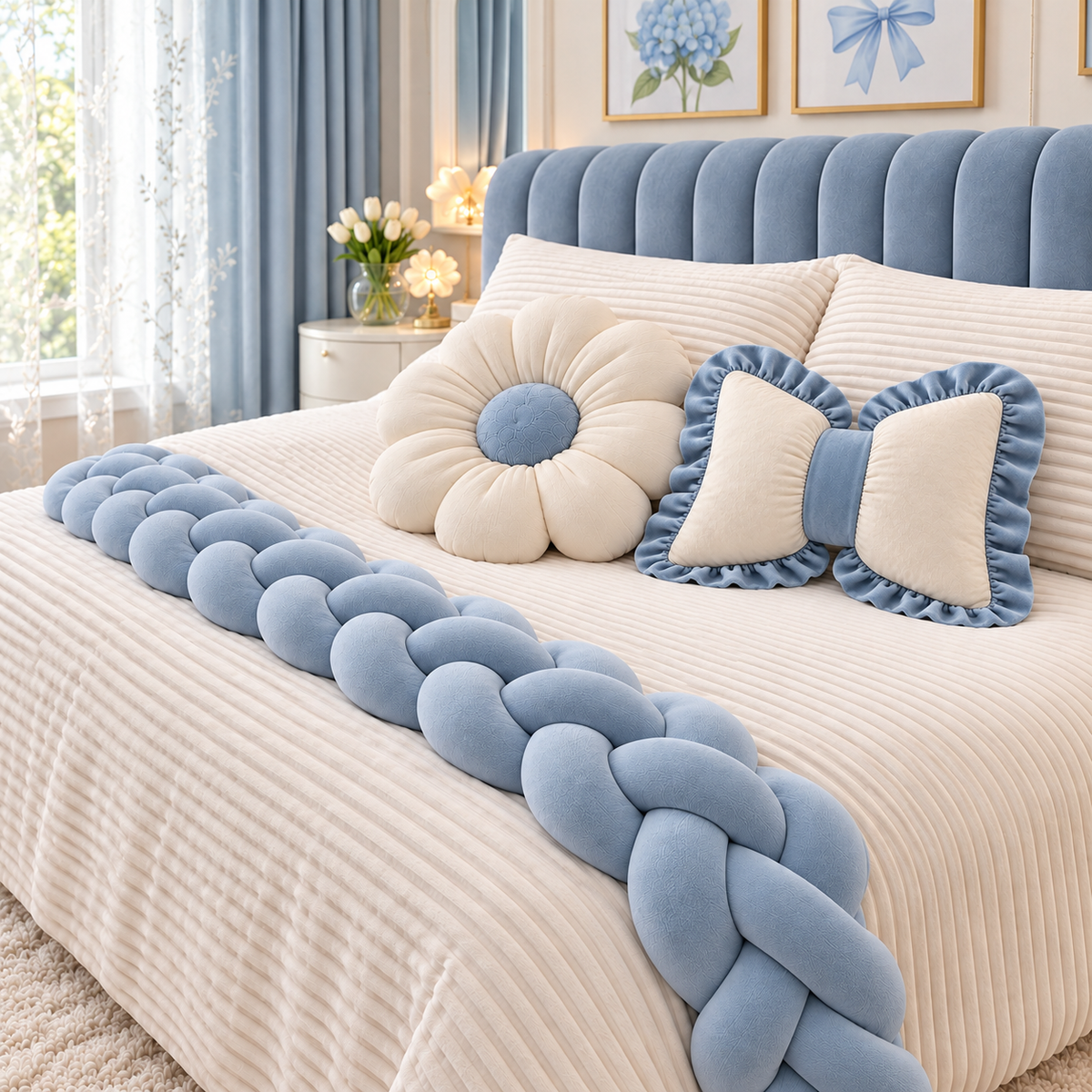 Braid, Bow & Flower Bedroom Set — 3 Pieces