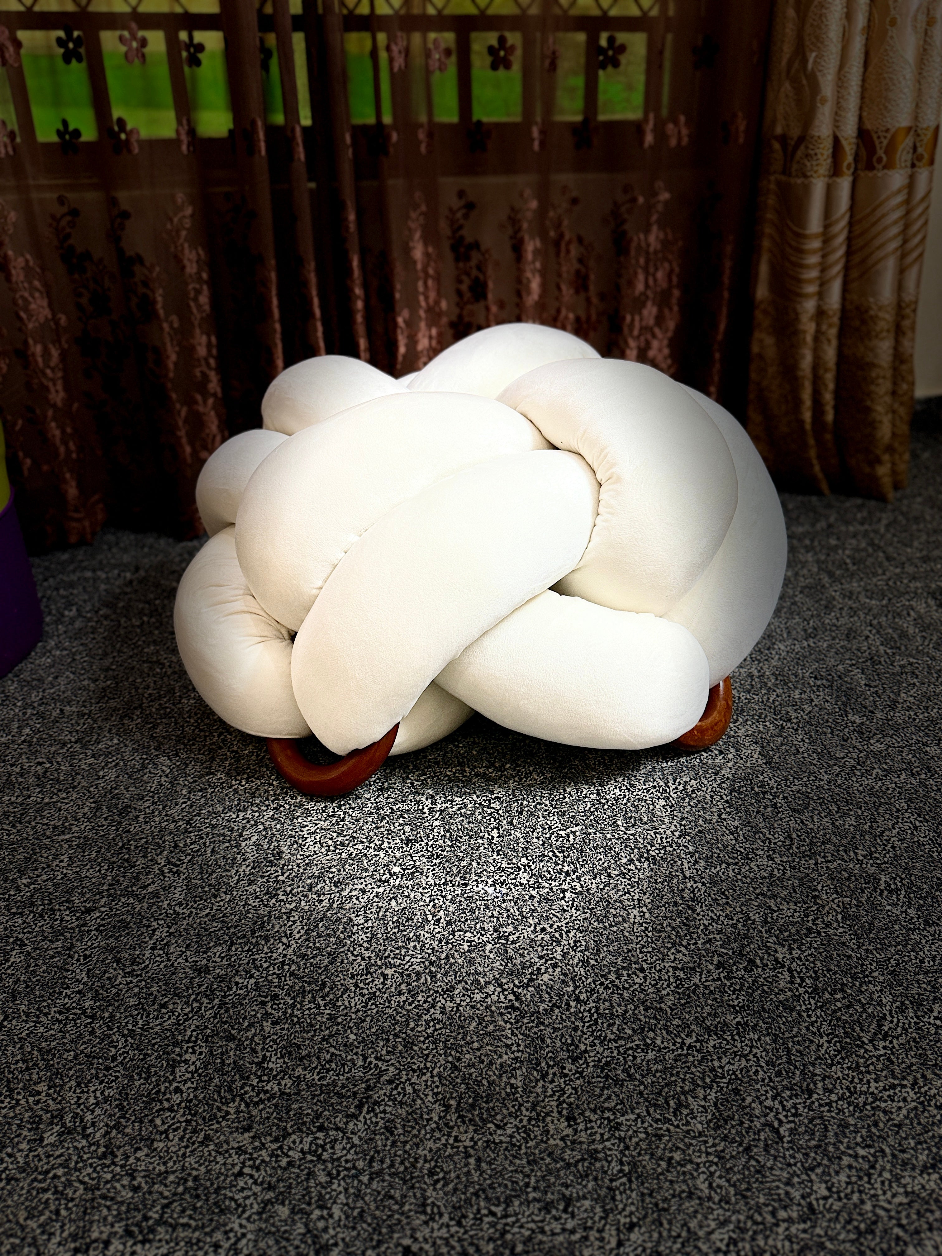 Velvet Knotted Ottoman