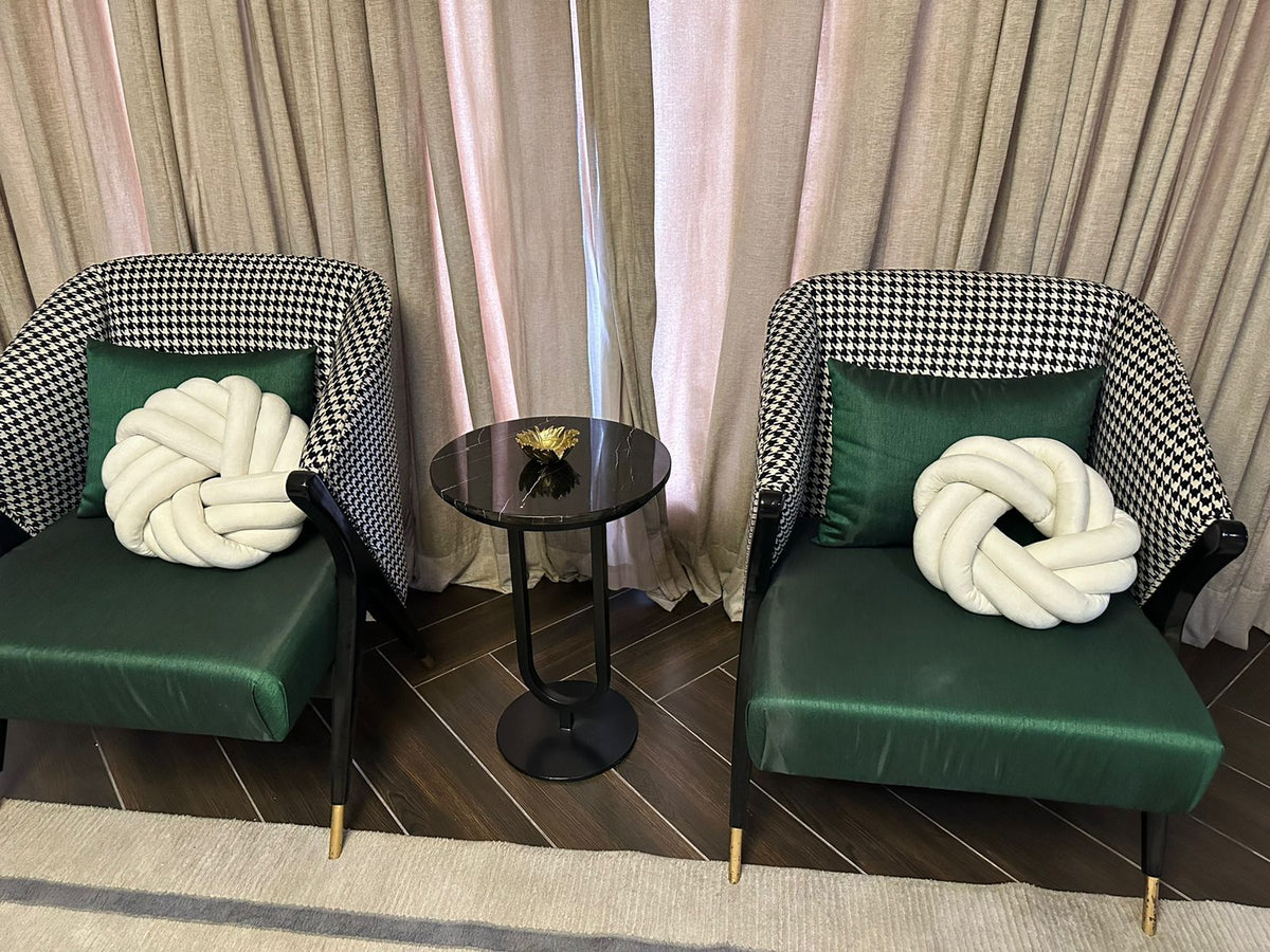 Ivory knot cushions