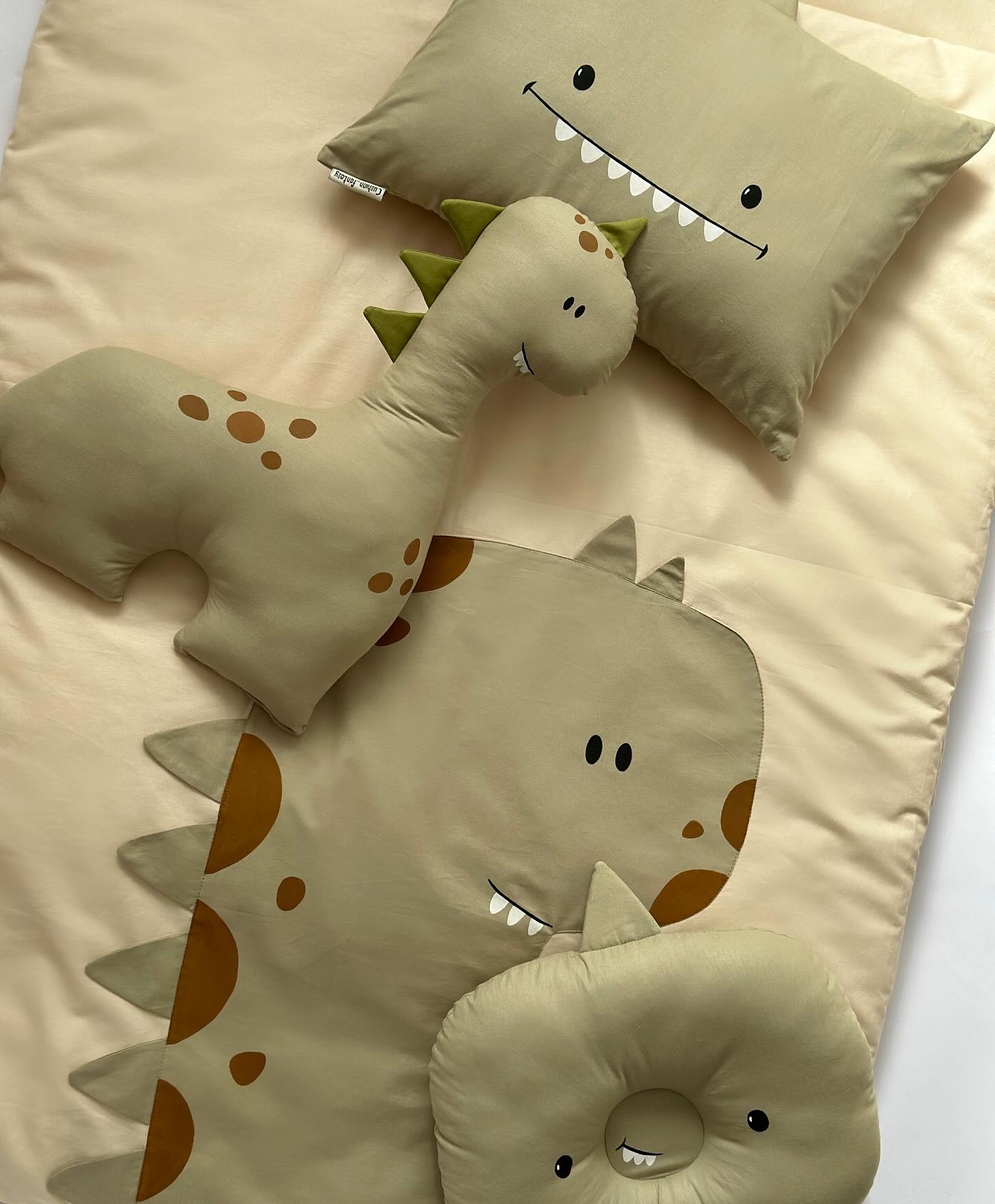 Premium Cotton Dinosaur Baby Nursery Set – 4 Piece | Swaddle Wrap, Comforter, Cushion & Pillow
