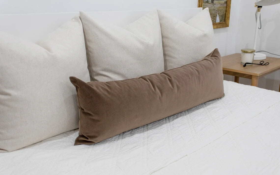 Lumbar PillowVelvet Throw Pillow Cover Neutral Decorative Cushion Cover Extra Long Bolster Pillow