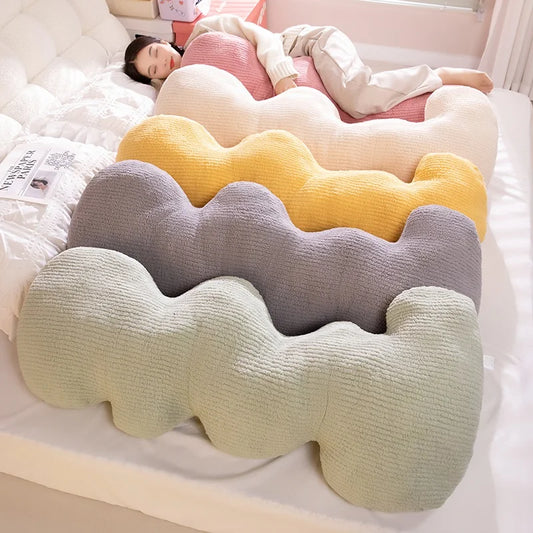 Giant Wavy Cloud Plush Pillow – Ultra Soft Velvet, Cozy Back Support & Sleeping Companion
