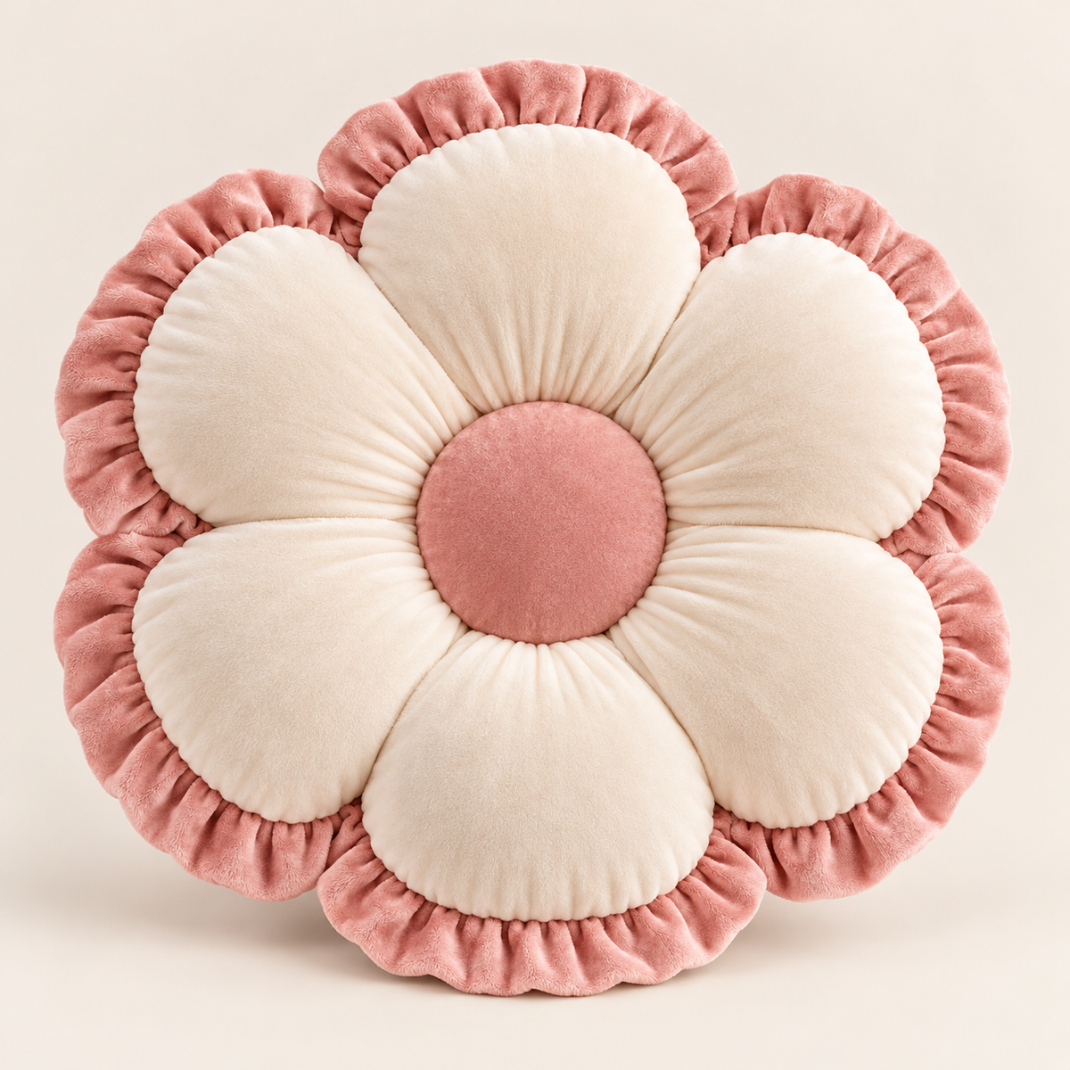 15-inch ivory and blush flower cushion