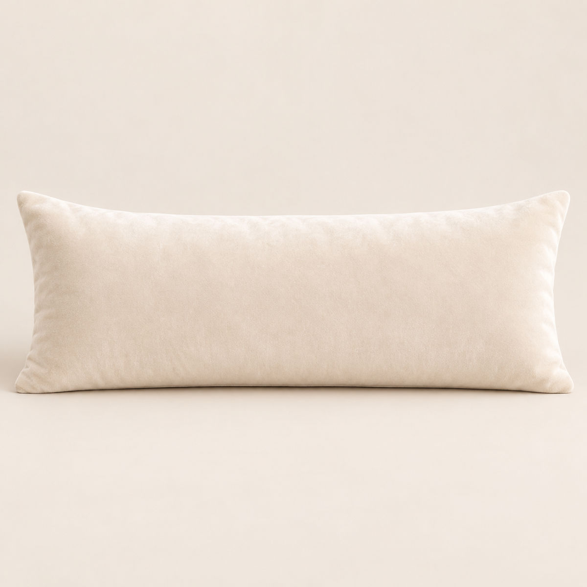 Ivory velvet lumbar cushion for beds and sofas
