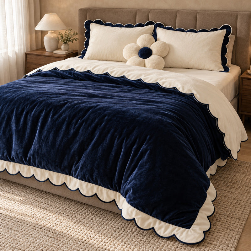Midnight Bloom Velvet Bedding Set — 4 Pieces